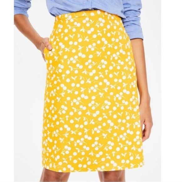 Boden Skirts Boden Yellow Cherry Pencil Straight Skirt Sz 4 Poshmark